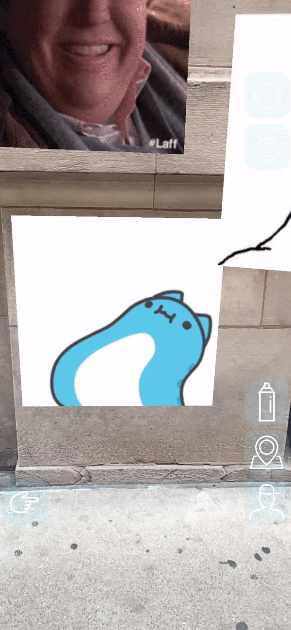 Virtual mural on a city wall
